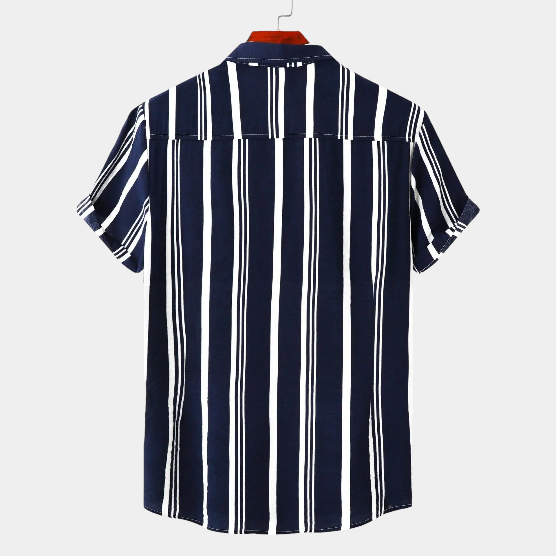 Striped Cotton Shirt for Men - Casual Wear, Short Sleeve, Lightweight Design