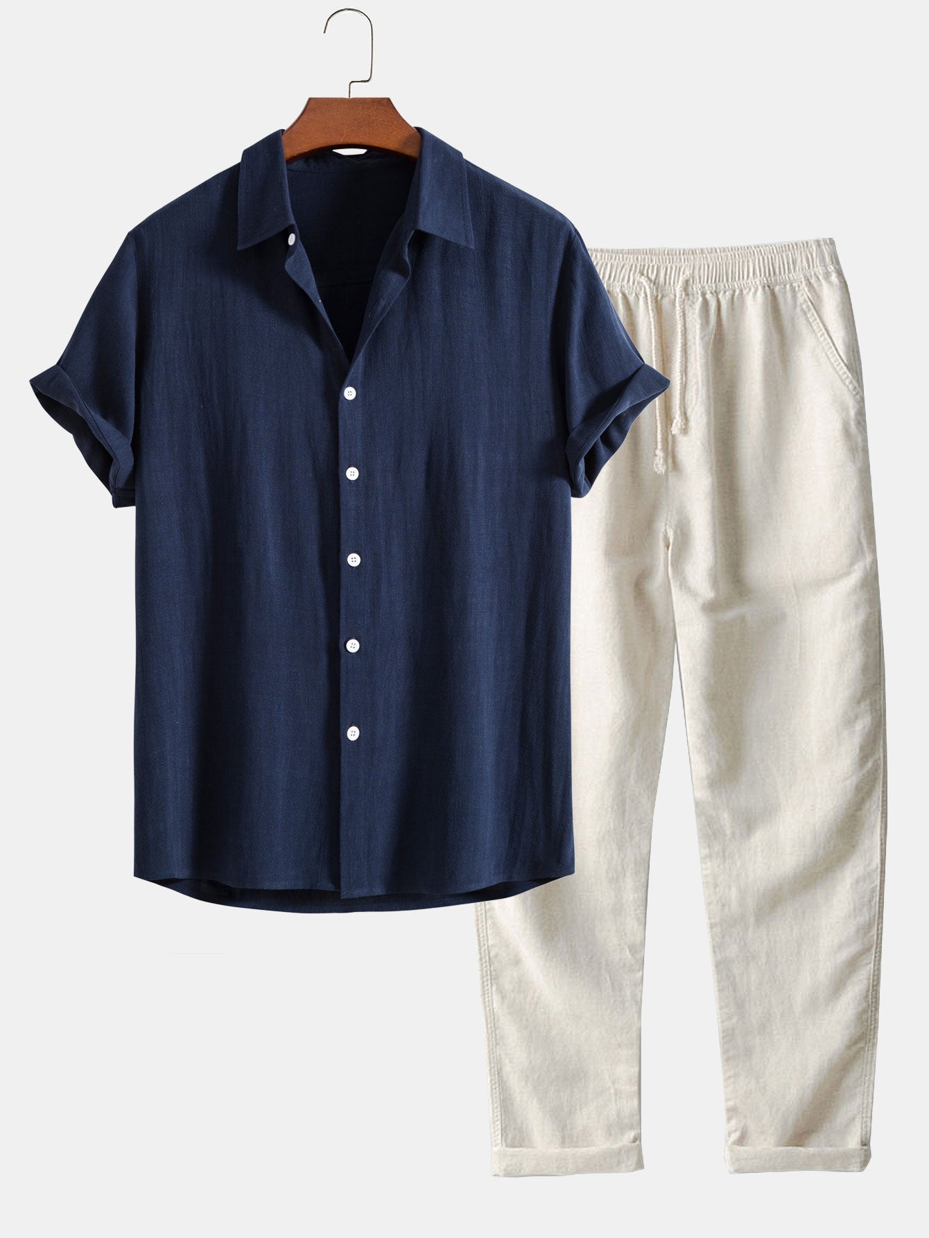 Short-Sleeved Palau Set - Lightweight Cotton Casual Wear for Everyday Use
