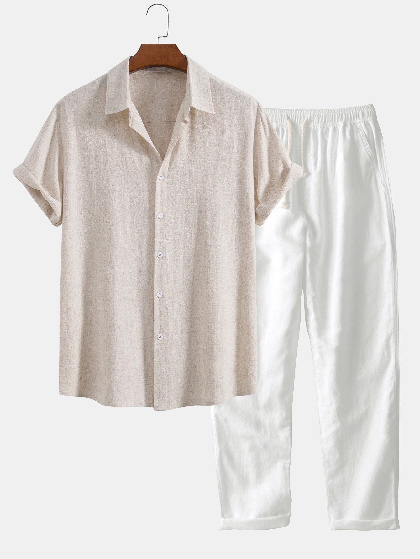 Short-Sleeved Palau Set - Lightweight Cotton Casual Wear for Everyday Use