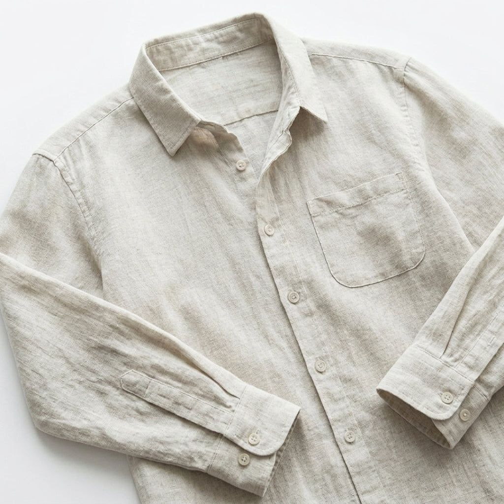 Linen Shirt for Men - Casual Short Sleeve Summer Top in Light Color
