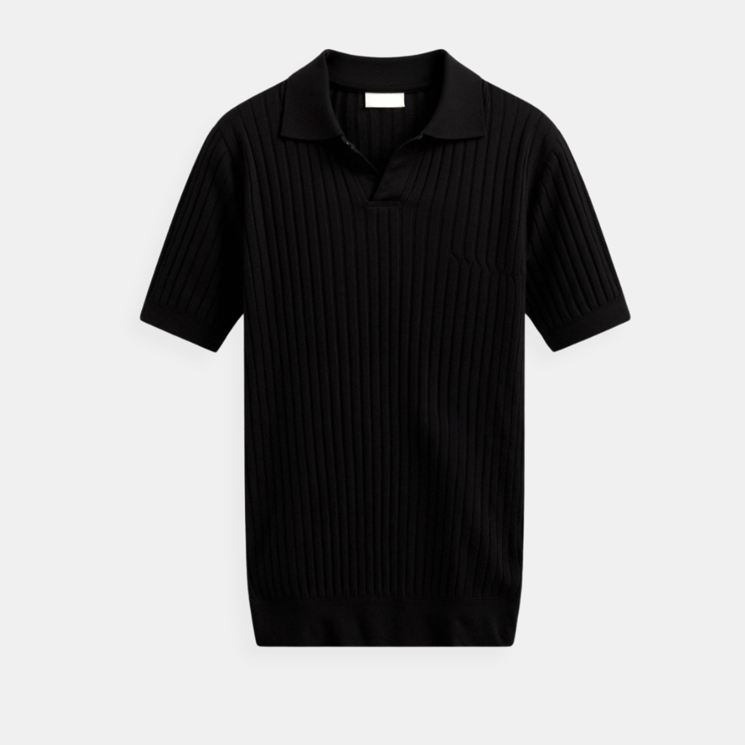 Ribbed Cotton Polo Shirt for Men - Casual Wear, Comfortable Fit
