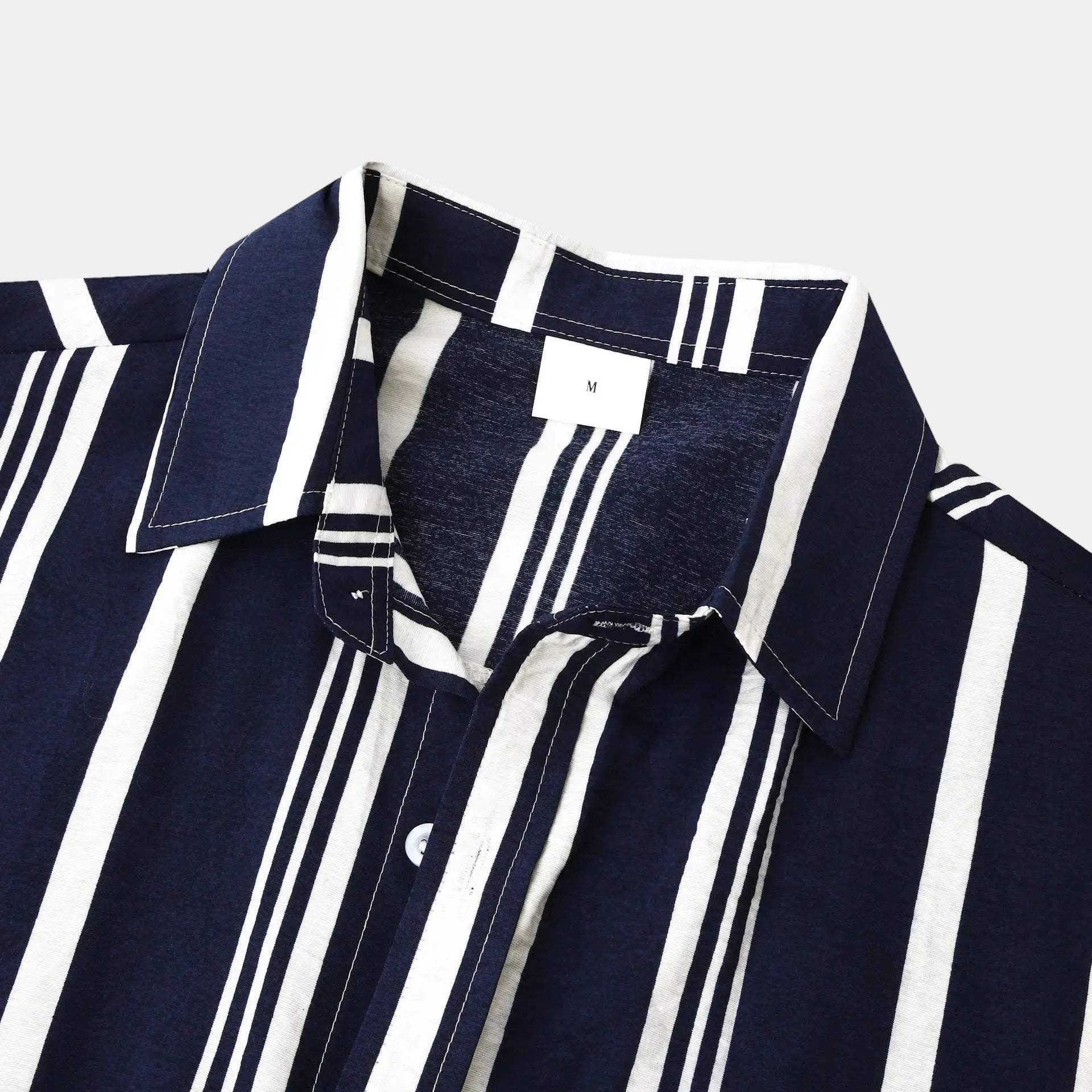 Striped Cotton Shirt for Men - Casual Wear, Short Sleeve, Lightweight Design