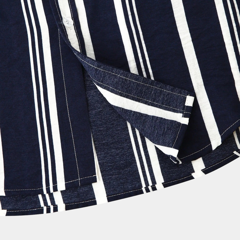 Striped Cotton Shirt for Men - Casual Wear, Short Sleeve, Lightweight Design
