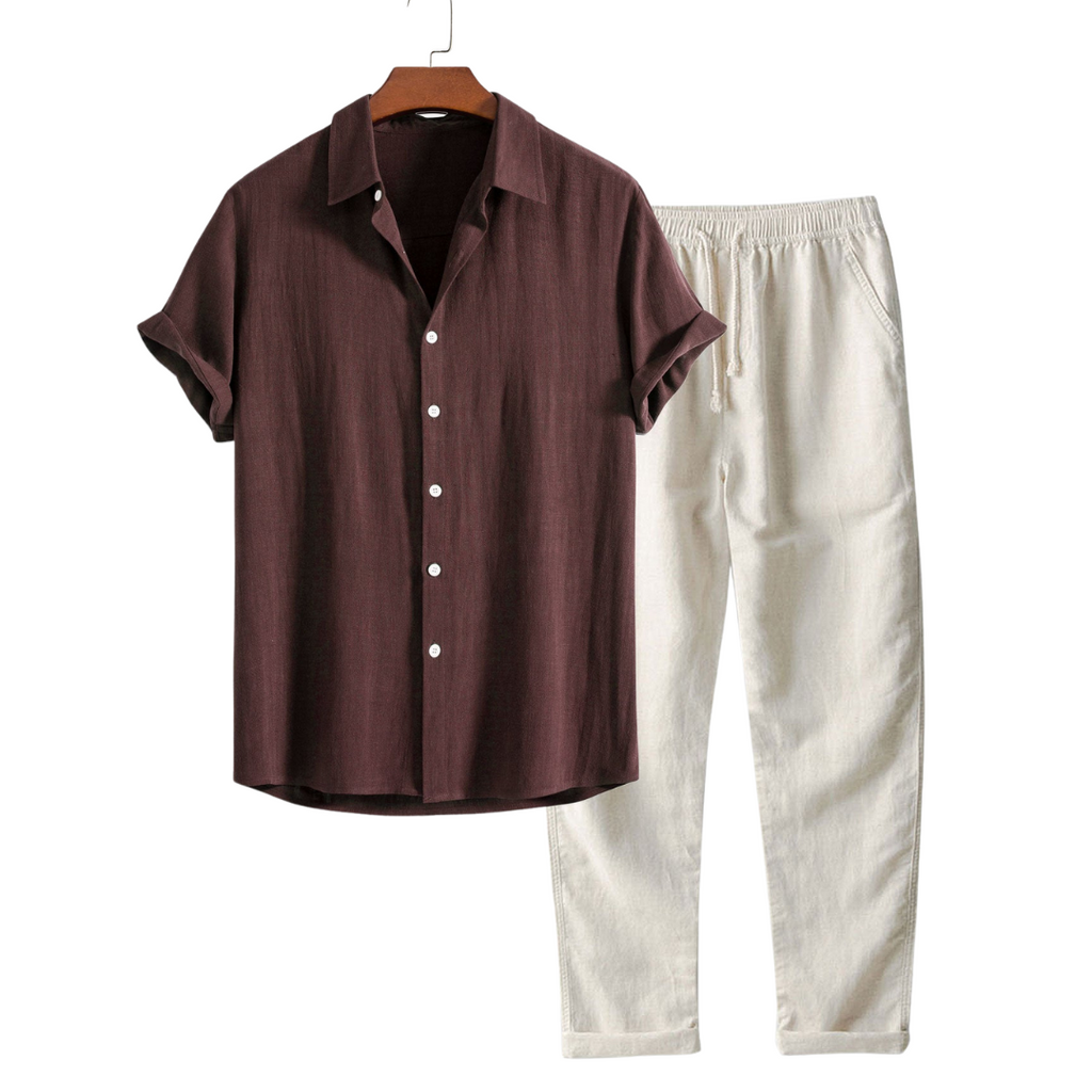 Short-Sleeved Palau Set - Lightweight Cotton Casual Wear for Everyday Use