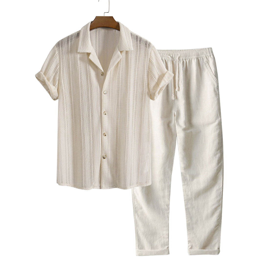 Short-Sleeved Cotton Set for Casual Wear - Comfortable and Stylish
