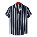 Striped Cotton Shirt for Men - Casual Wear, Short Sleeve, Lightweight Design