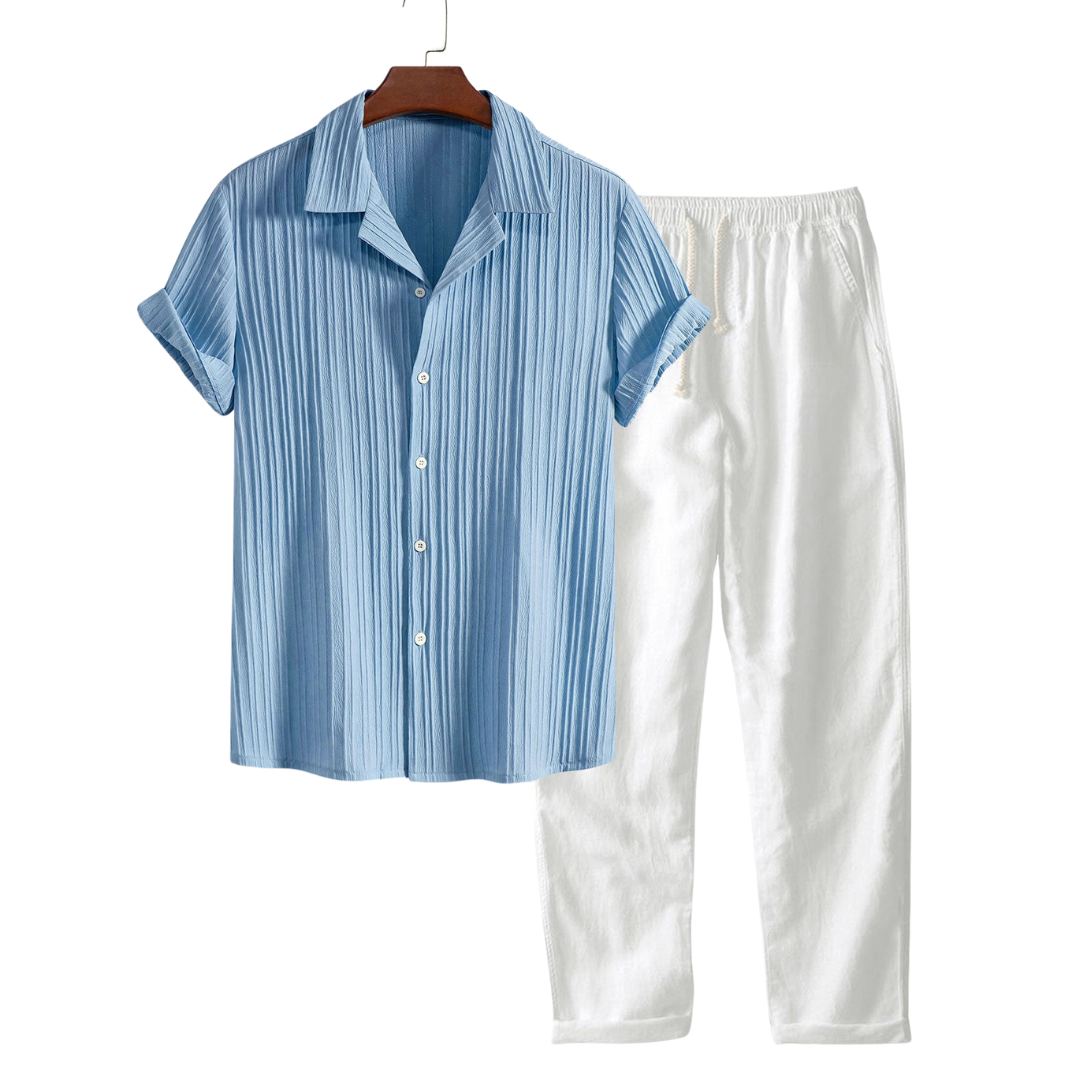 Palawan Short-Sleeved Cotton Set for Casual Wear - Comfortable and Stylish