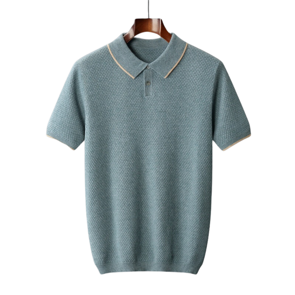 Classic Cotton Polo Shirt for Men - Casual Wear, Mykonos-Inspired Design