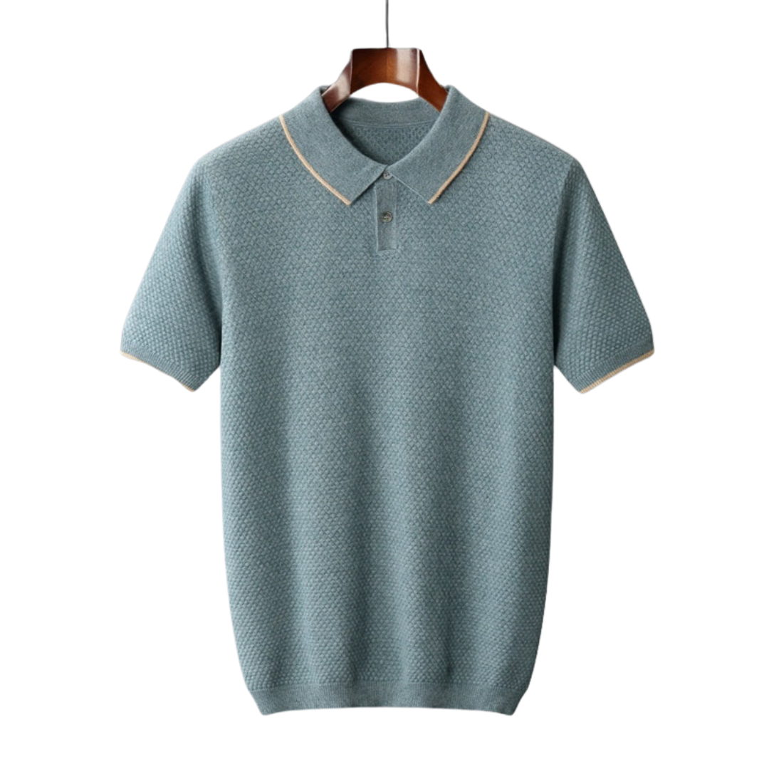 Classic Cotton Polo Shirt for Men - Casual Wear, Mykonos-Inspired Design