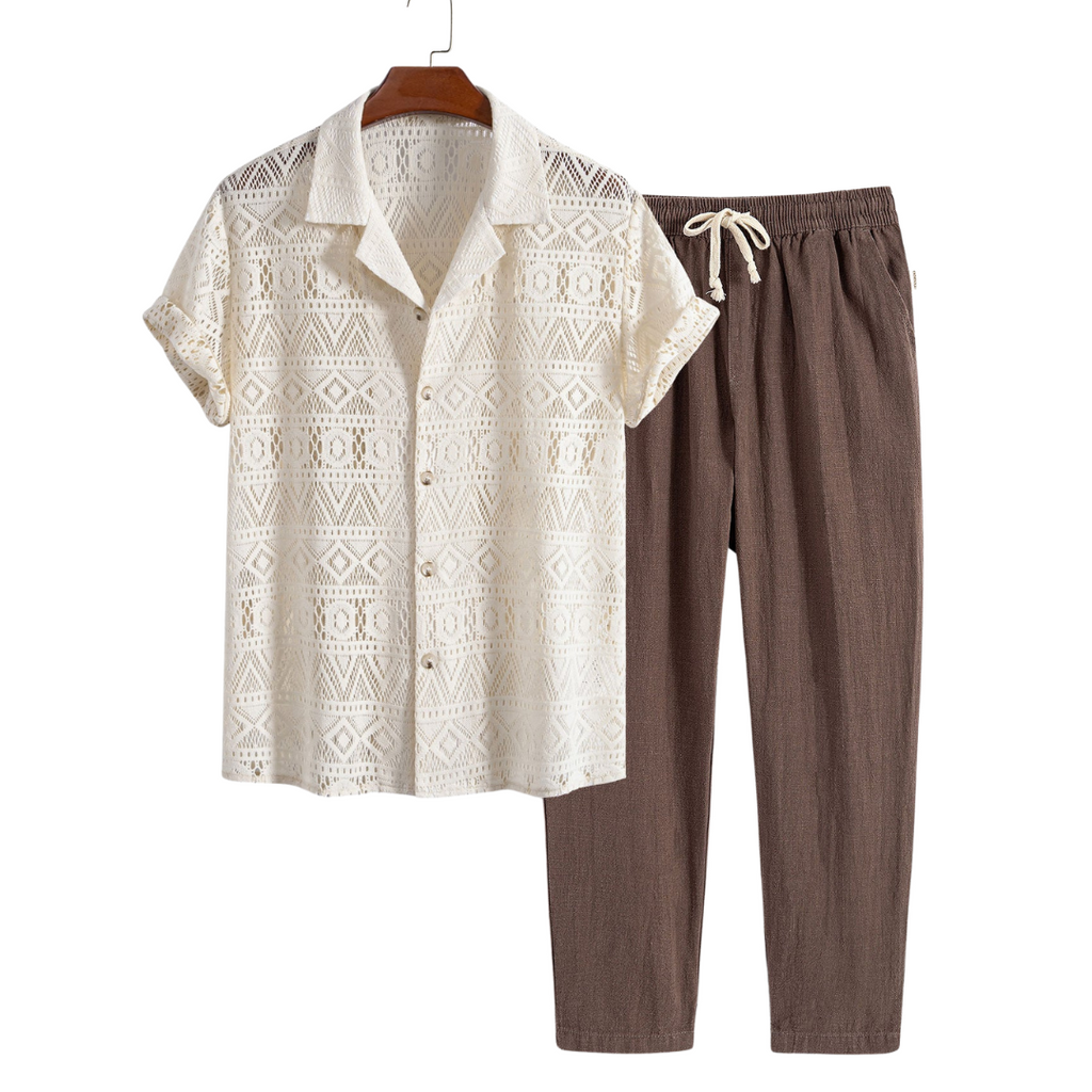 Short-Sleeved Cotton Set for Casual Wear - Comfortable and Stylish Outfit