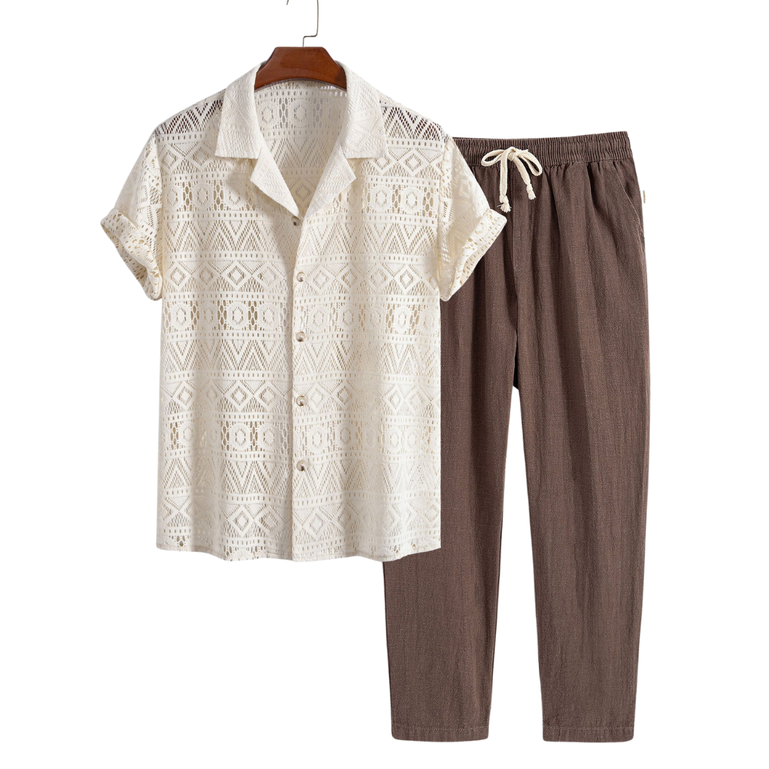 Short-Sleeved Cotton Set for Casual Wear - Comfortable and Stylish Outfit