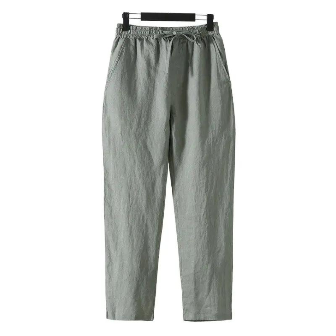 Linen Straight Fit Trousers for Casual Wear - Fez Pantalon