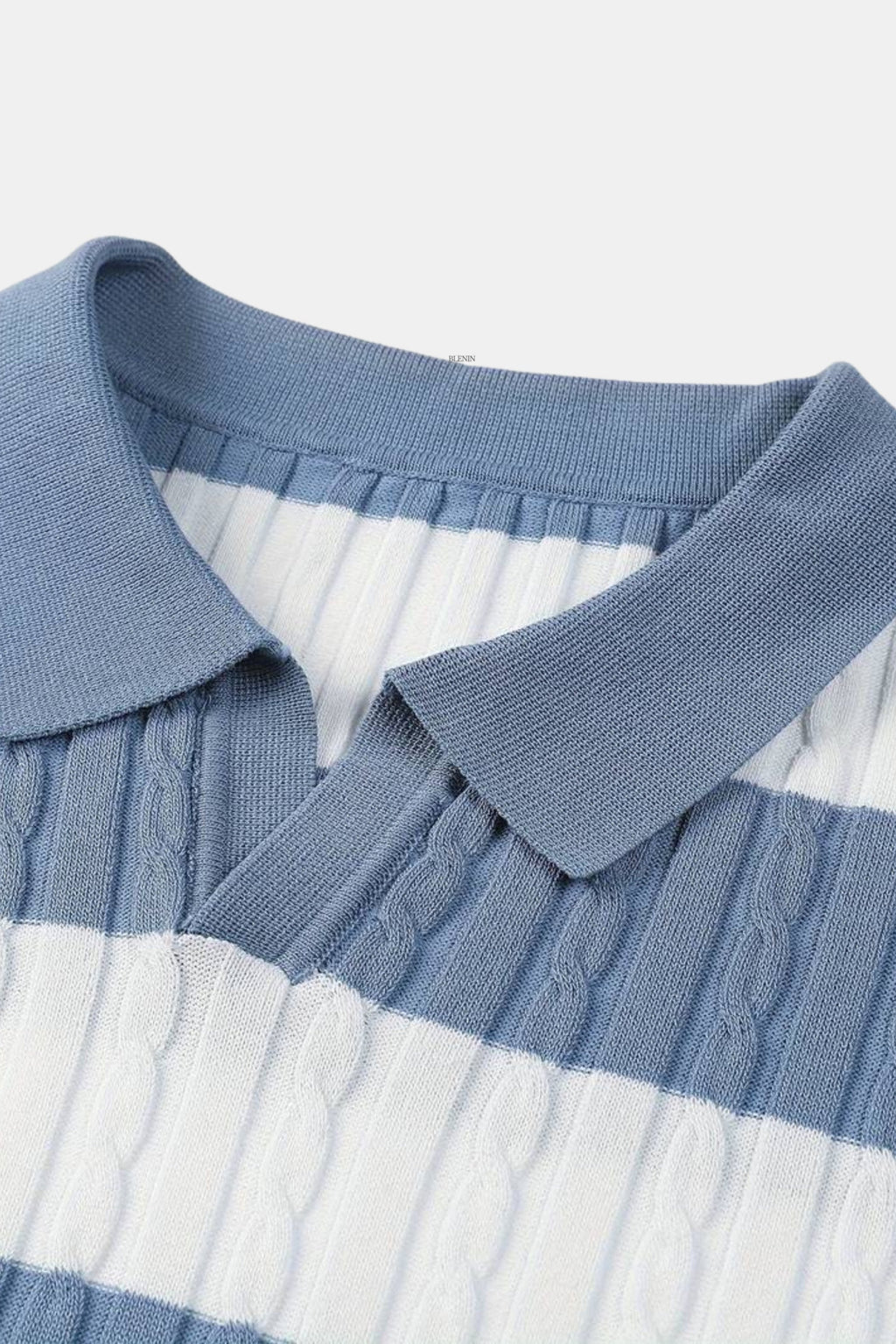White Stripe Polo Shirt - Cotton Blend - Casual Wear - Men's Fashion Top