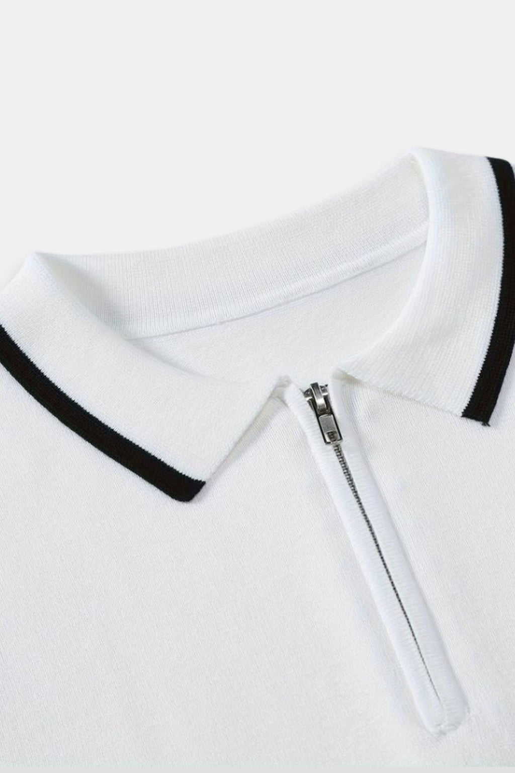 Knitted Quarter Zip Golf Polo Shirt - Comfortable Fabric - Men's Activewear