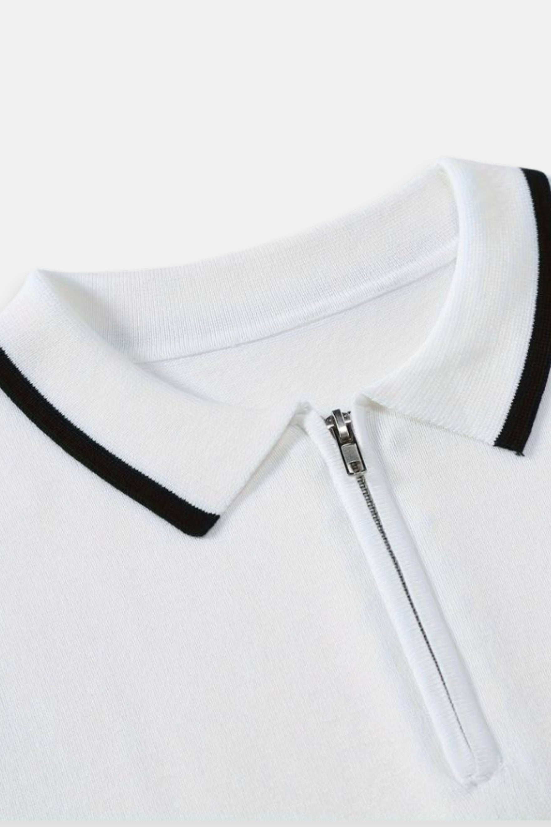 Knitted Quarter Zip Golf Polo Shirt - Comfortable Fabric - Men's Activewear
