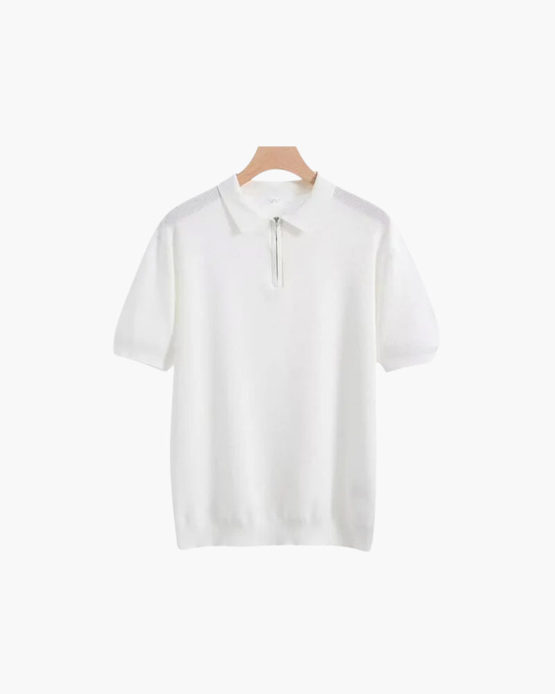 Men's Zip Up Polo Shirt - Comfortable Cotton Blend - Casual Wear