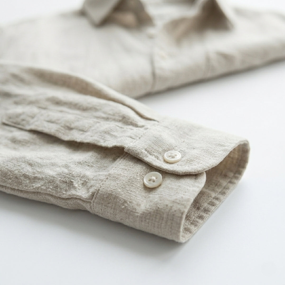 Linen Shirt for Men - Casual Short Sleeve Summer Top in Light Color