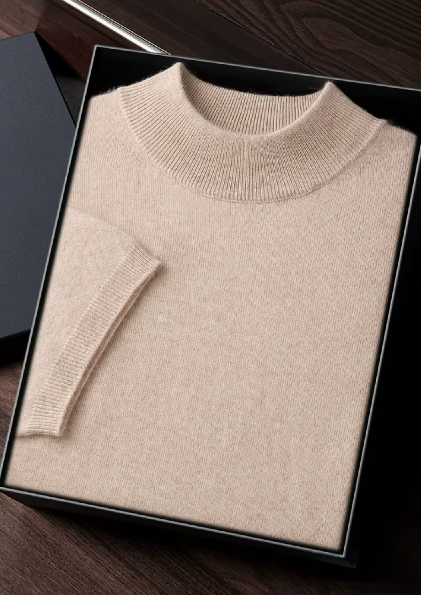 Cashmere Mock Neck T-Shirt for Women - Soft 100% Cashmere Fabric