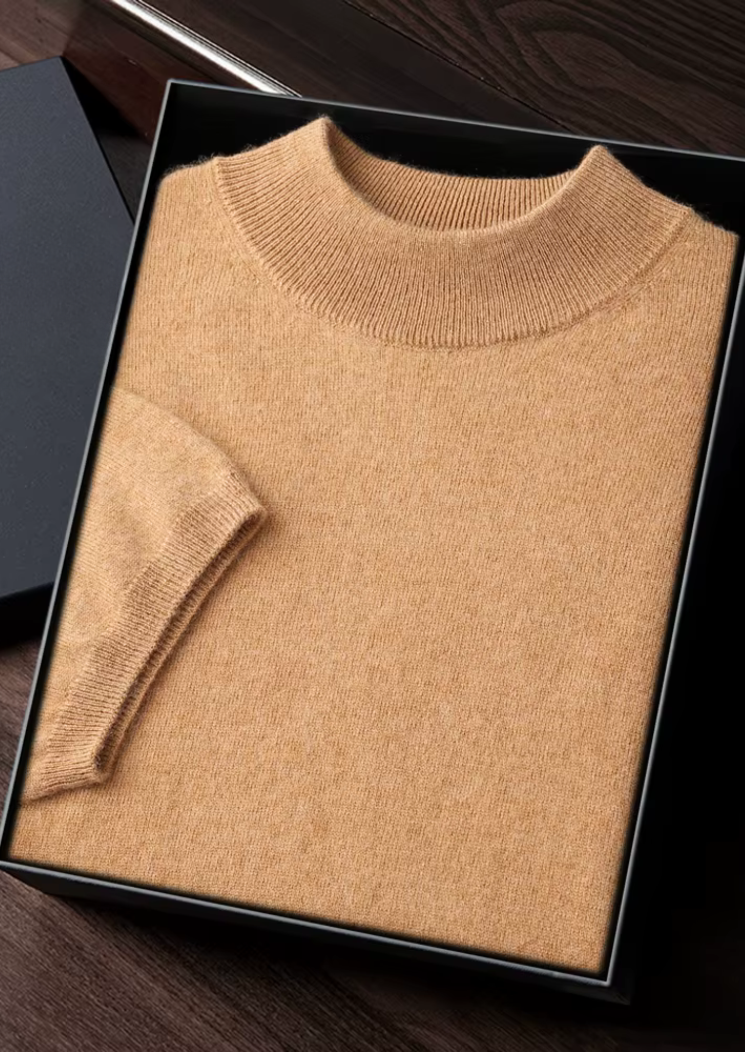 Cashmere Mock Neck T-Shirt for Women - Soft 100% Cashmere Fabric
