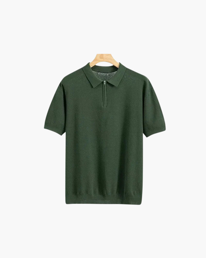 Men's Zip Up Polo Shirt - Soft Cotton Blend - Casual Wear - Available in Multiple Colors