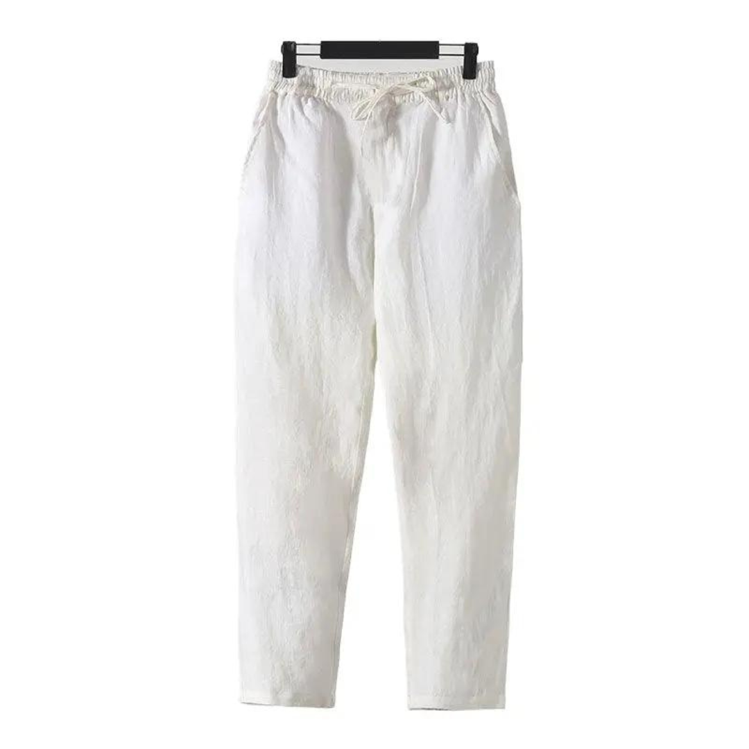 Linen Straight Fit Trousers for Casual Wear - Fez Pantalon