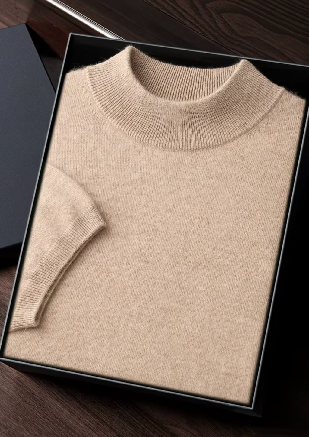 Cashmere Mock Neck T-Shirt for Women - Soft 100% Cashmere Fabric