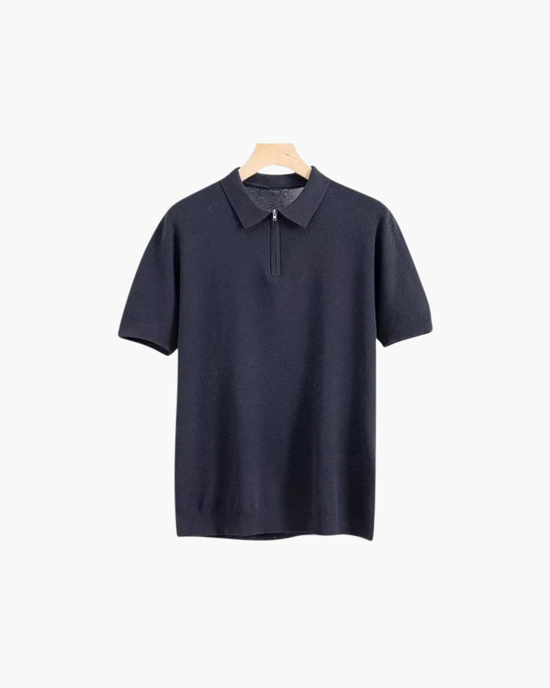 Men's Zip Up Polo Shirt - Soft Cotton Blend - Casual Wear - Available in Multiple Colors