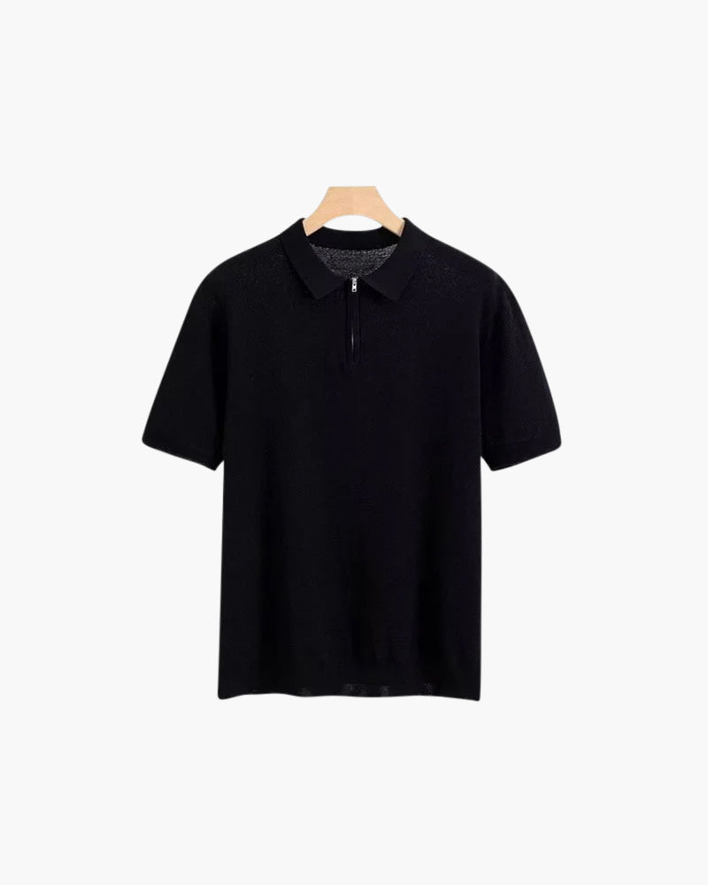 Men's Zip Up Polo Shirt - Comfortable Cotton Blend - Casual Wear