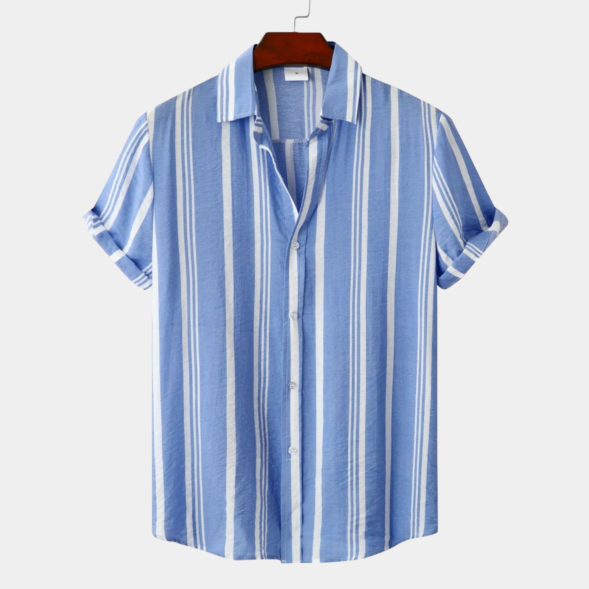 Striped Cotton Shirt for Men - Casual Wear, Short Sleeve, Lightweight Design
