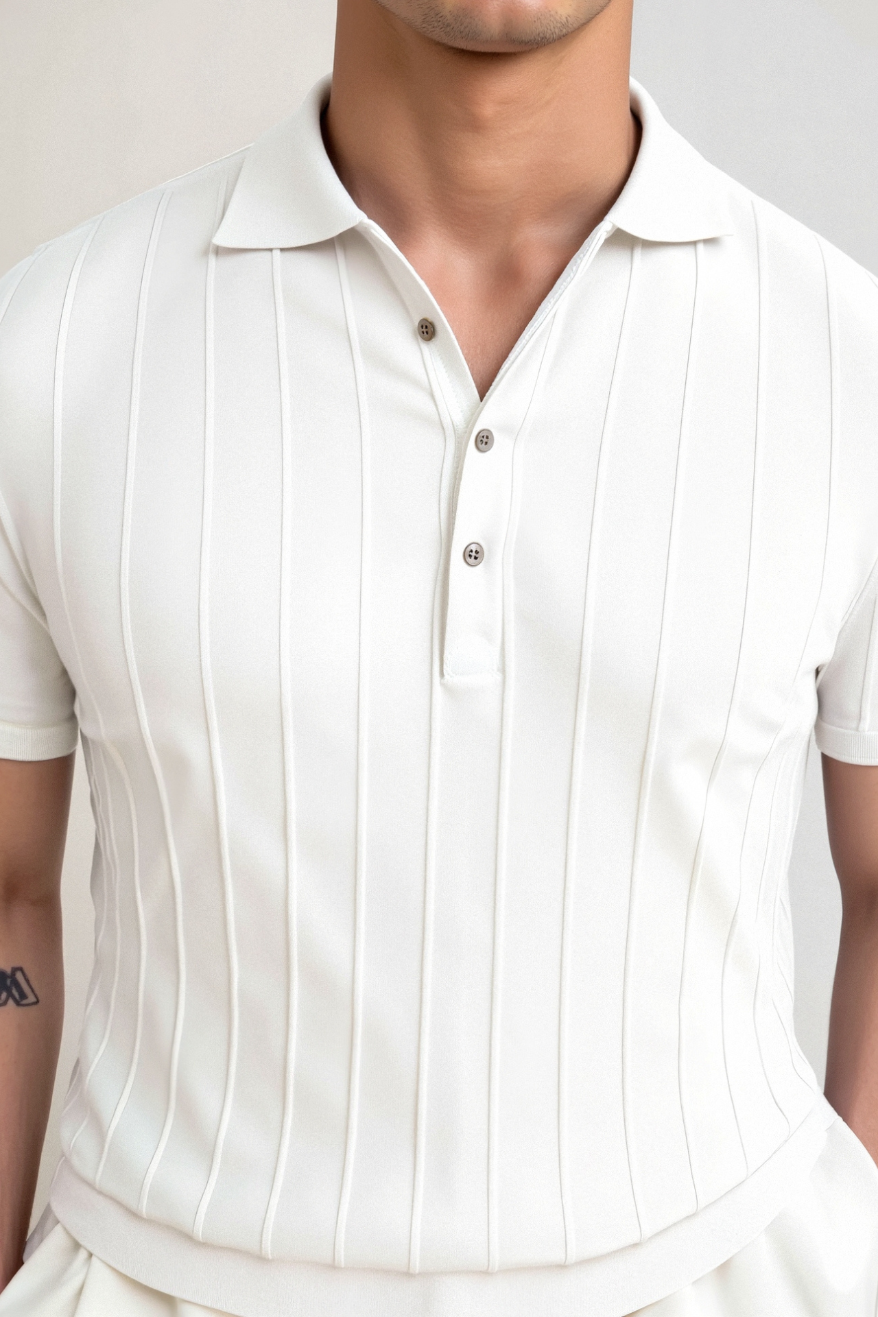 Vertical Striped Cotton Polo Shirt for Casual Wear and Outdoor Activities