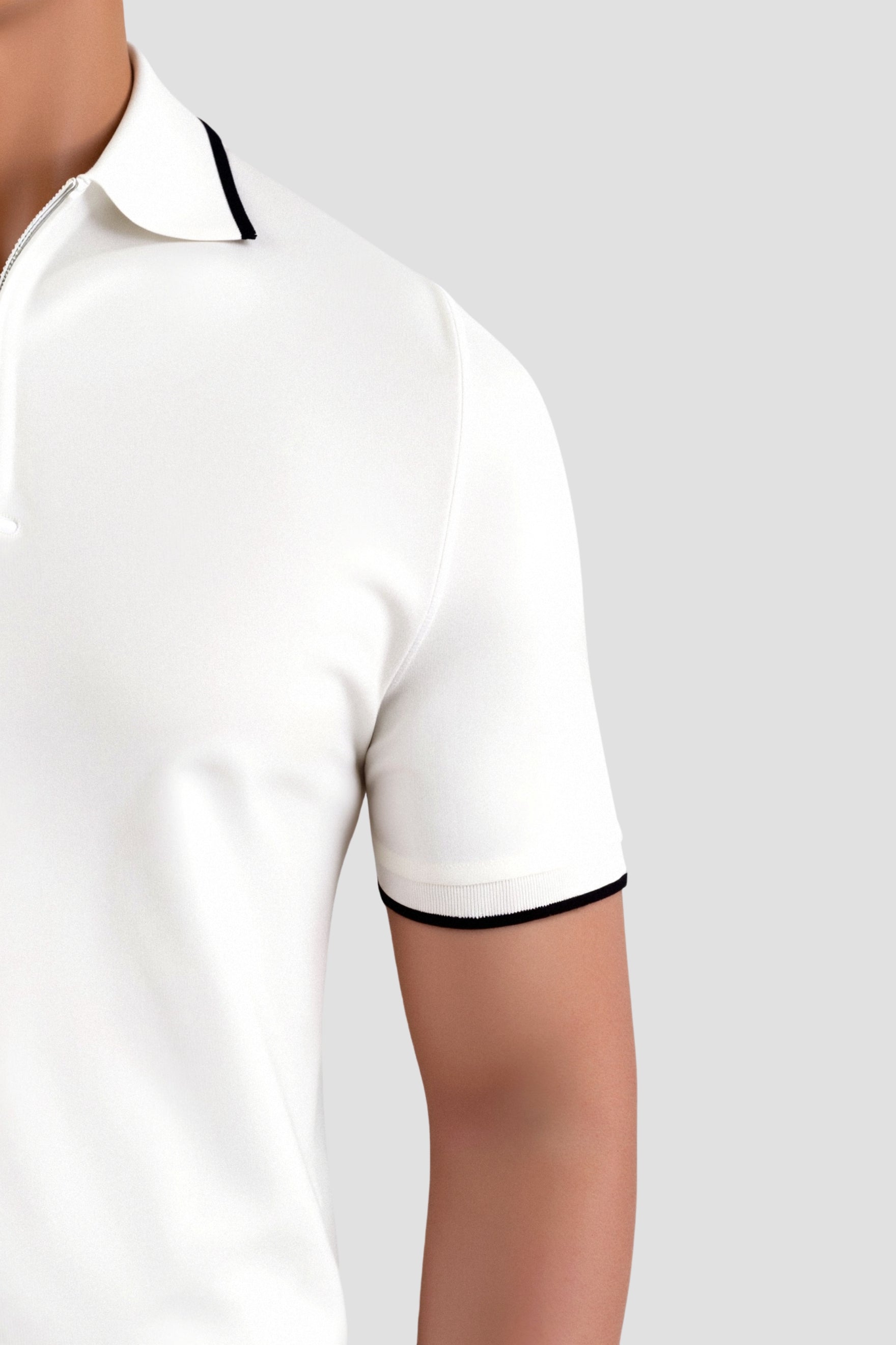 Knitted Quarter Zip Golf Polo Shirt - Comfortable Fabric - Men's Activewear