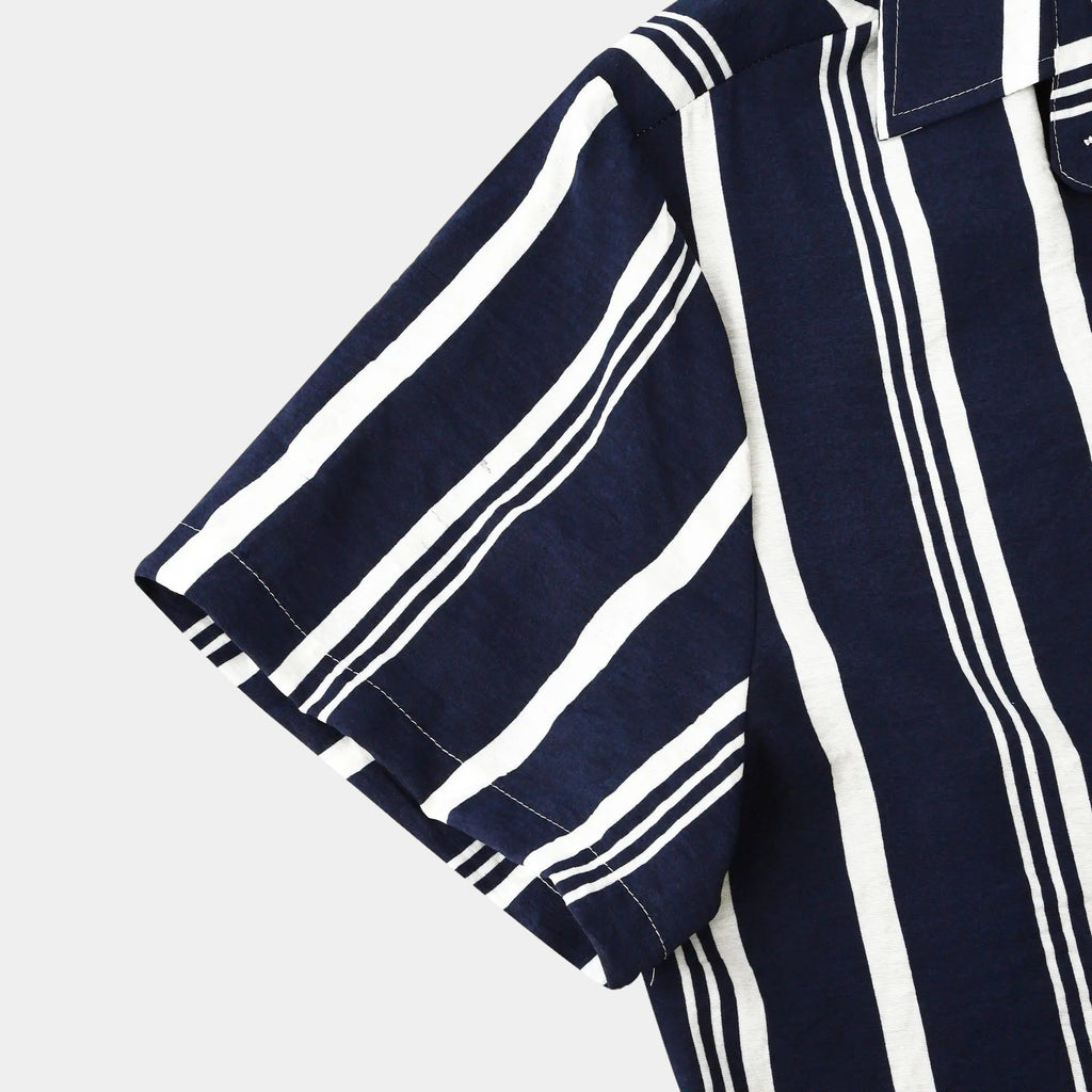 Striped Cotton Shirt for Men - Casual Wear, Short Sleeve, Lightweight Design