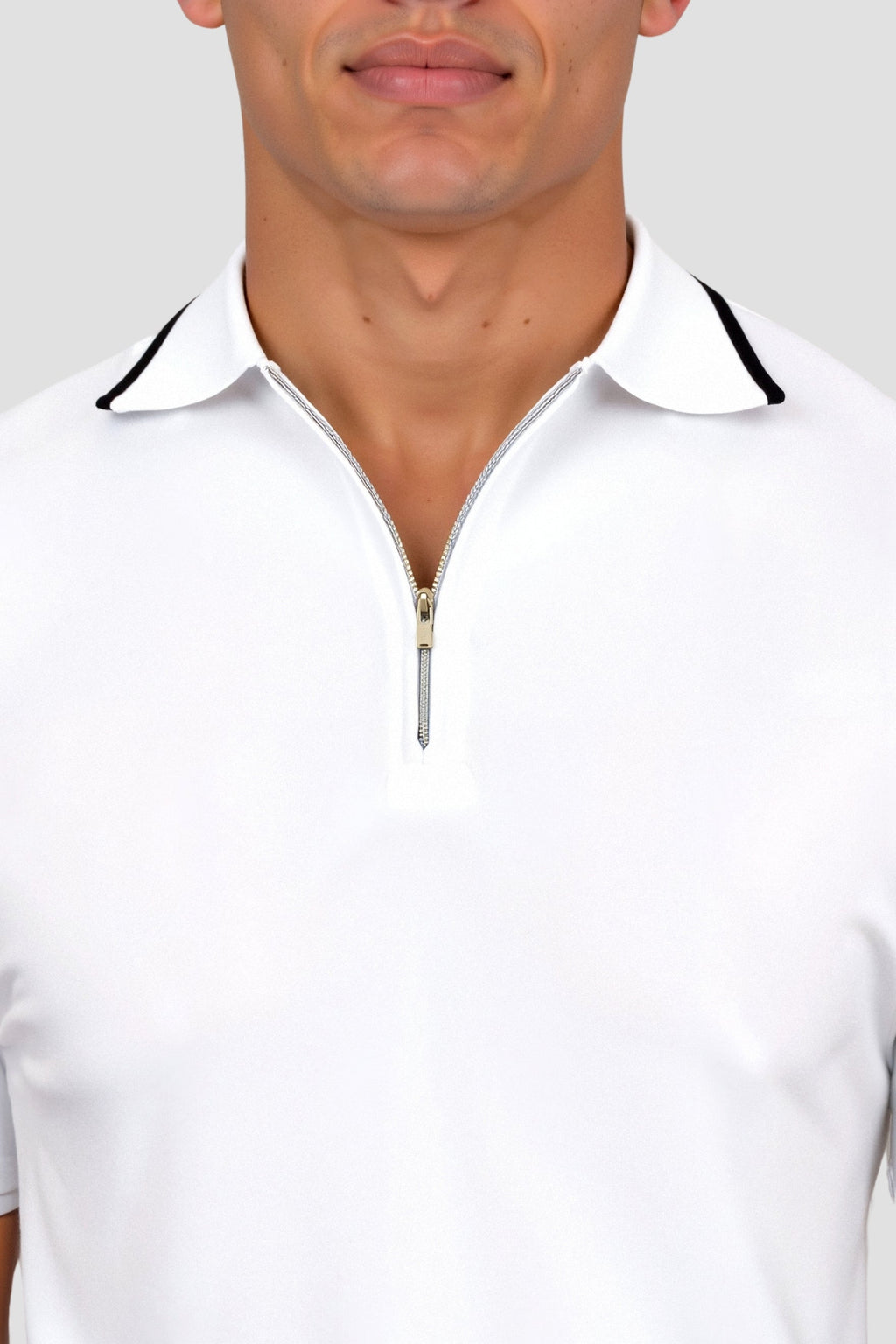 Knitted Quarter Zip Golf Polo Shirt - Comfortable Fabric - Men's Activewear