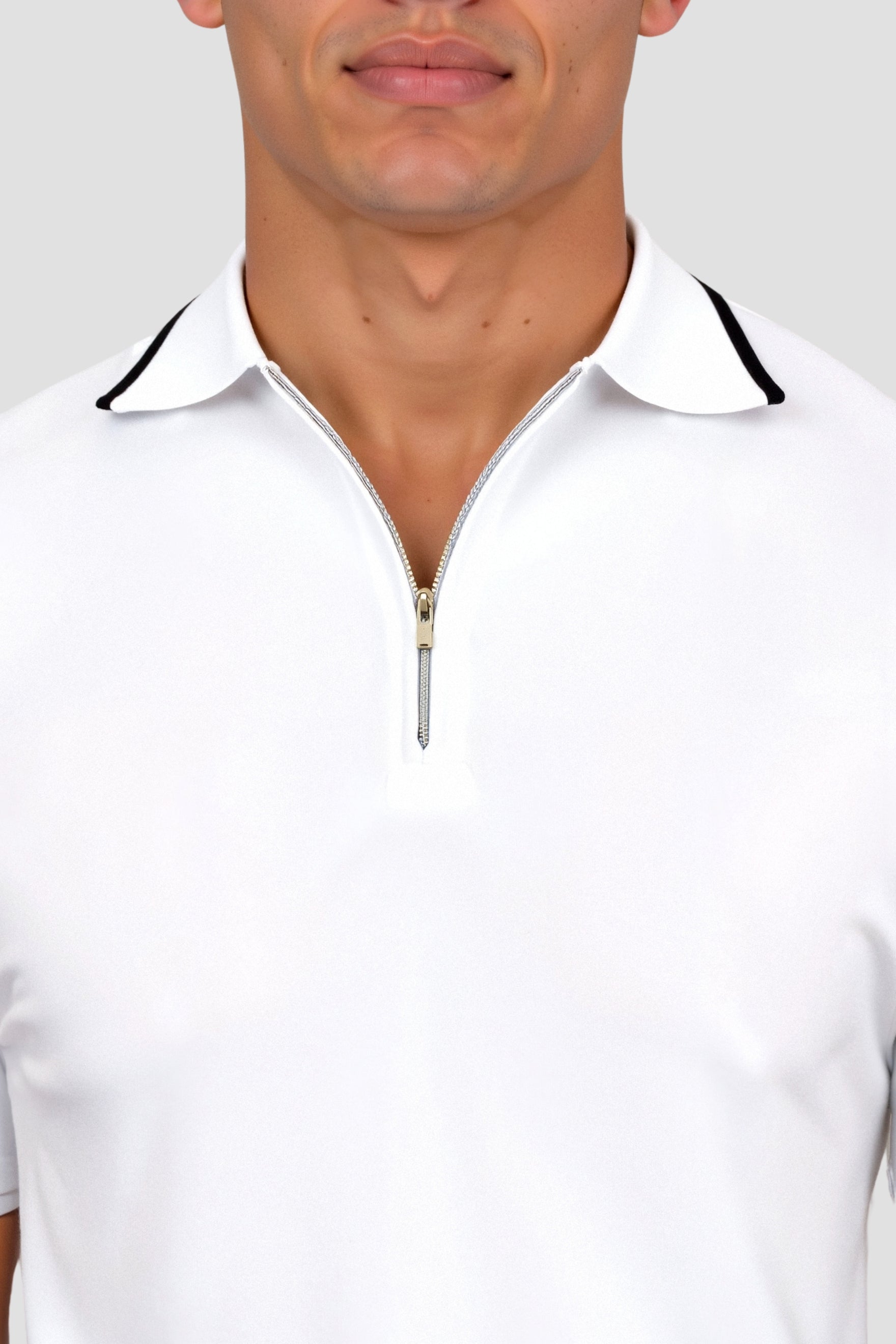 Knitted Quarter Zip Golf Polo Shirt - Comfortable Fabric - Men's Activewear