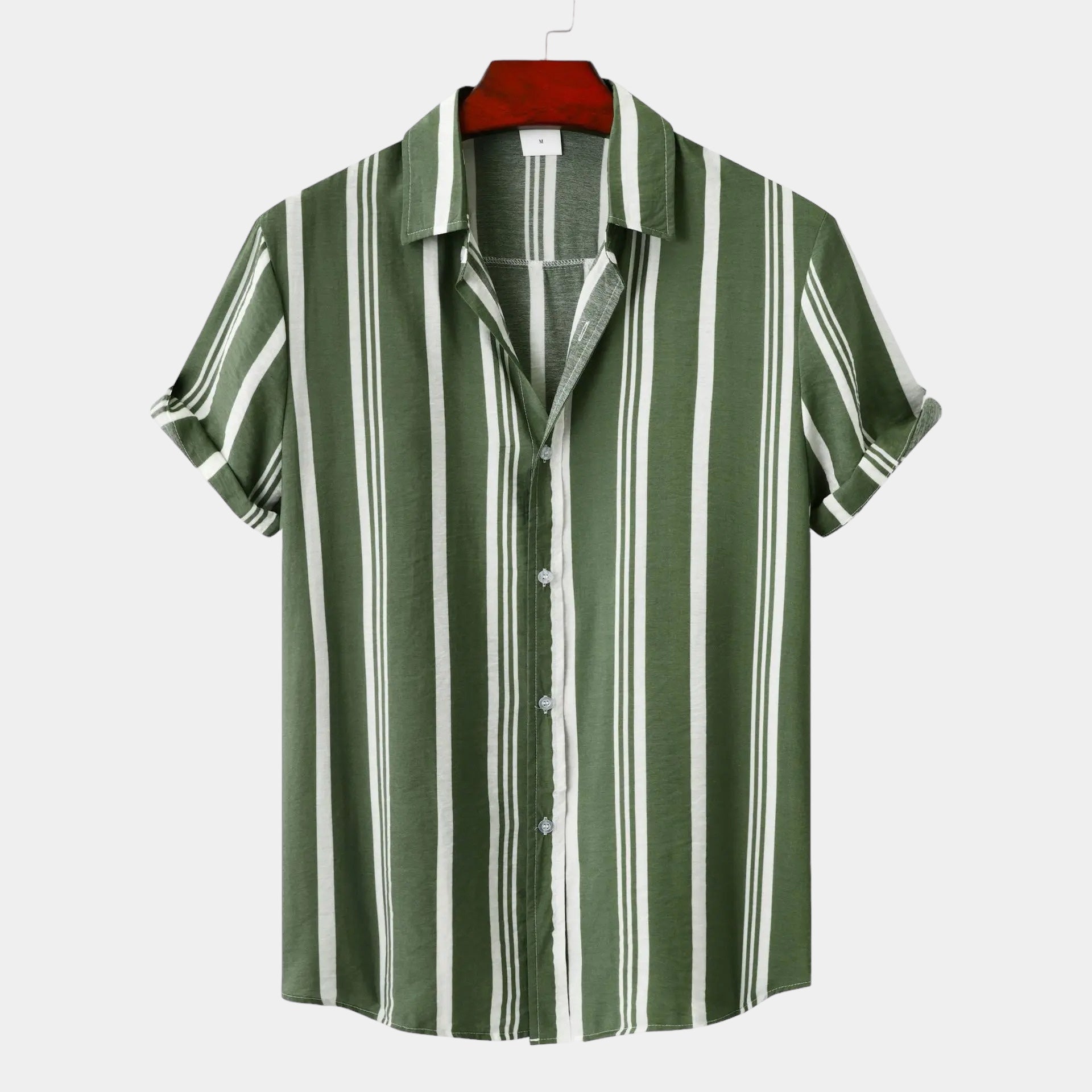 Striped Cotton Shirt for Men - Casual Wear, Short Sleeve, Lightweight Design