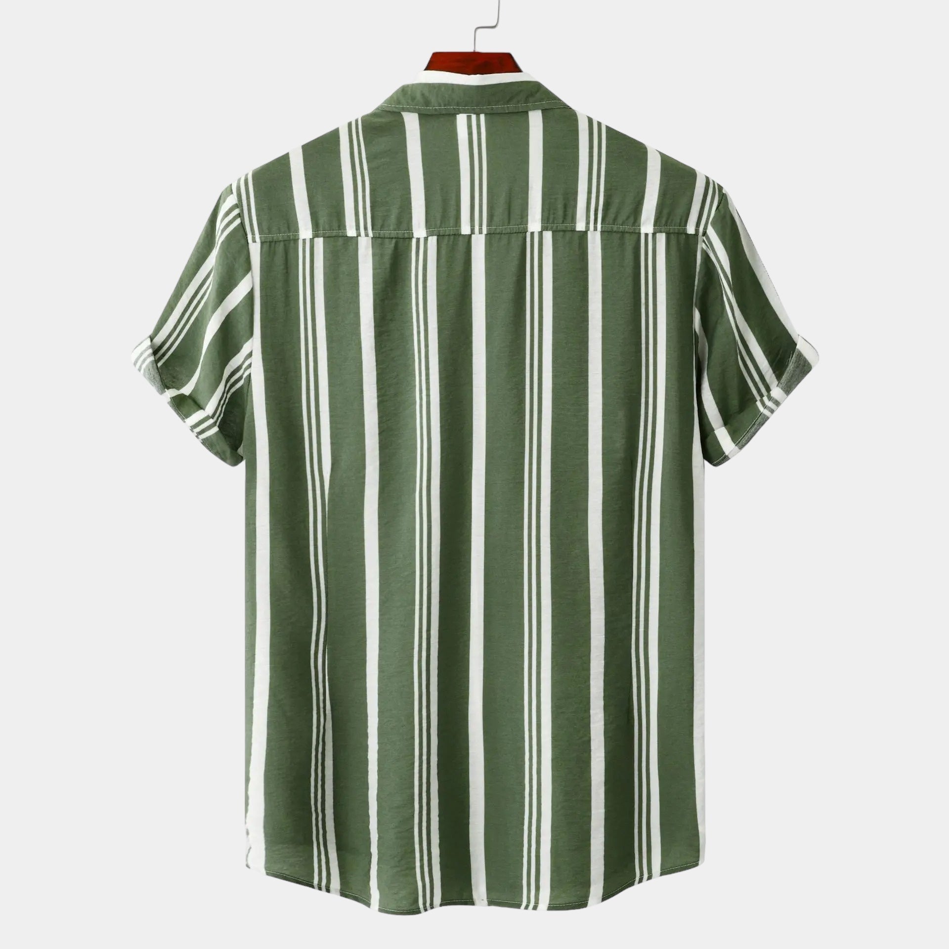 Striped Cotton Shirt for Men - Casual Wear, Short Sleeve, Lightweight Design