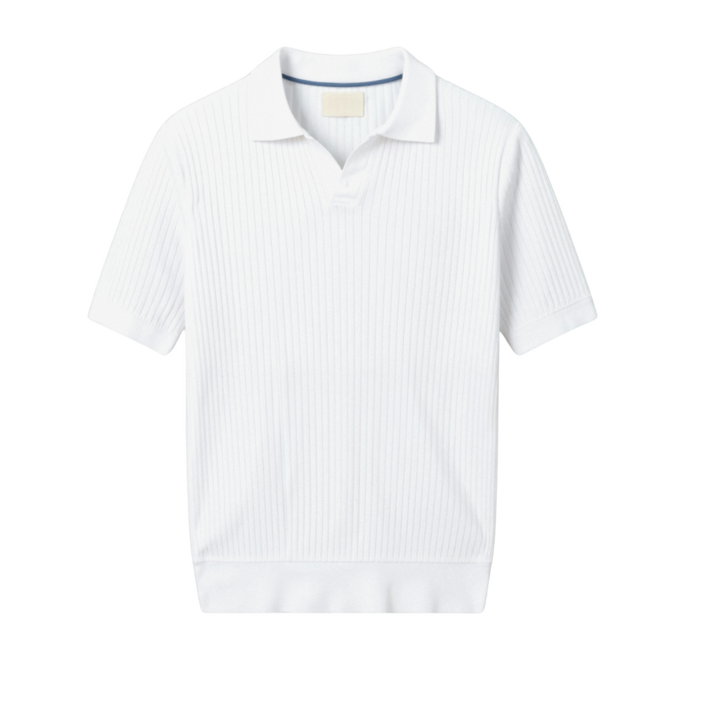 Ribbed Cotton Polo Shirt for Men - Casual Wear, Comfortable Fit