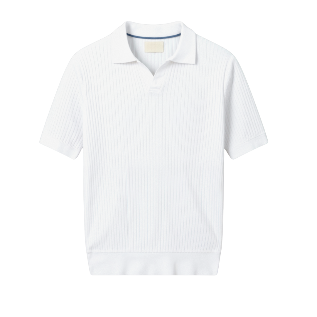 Ribbed Cotton Polo Shirt for Men - Casual Wear, Comfortable Fit