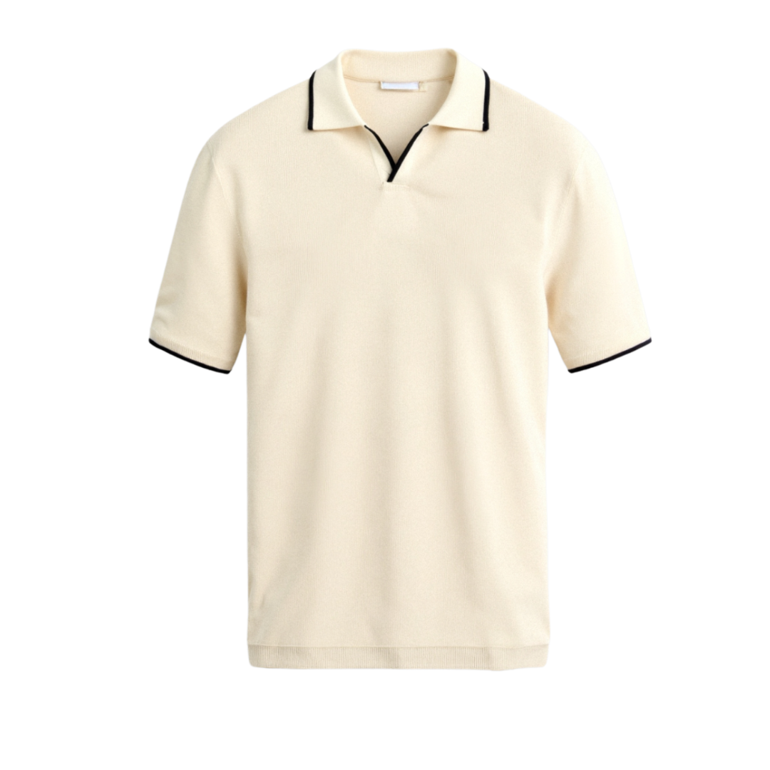 Contrast Slim Fit Polo Shirt - Lightweight Cotton Blend - Casual Wear