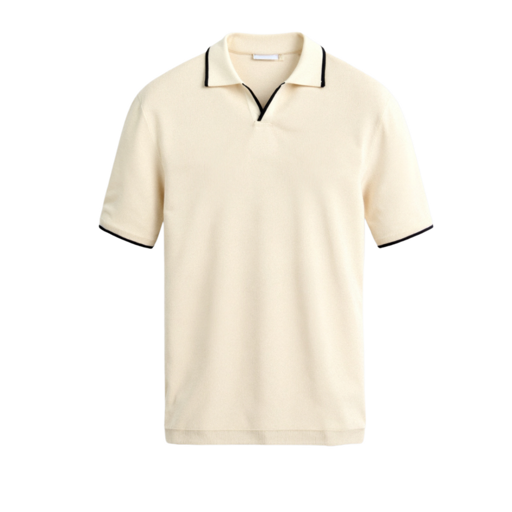Contrast Slim Fit Polo Shirt for Men - Lightweight Cotton Blend Casual Wear