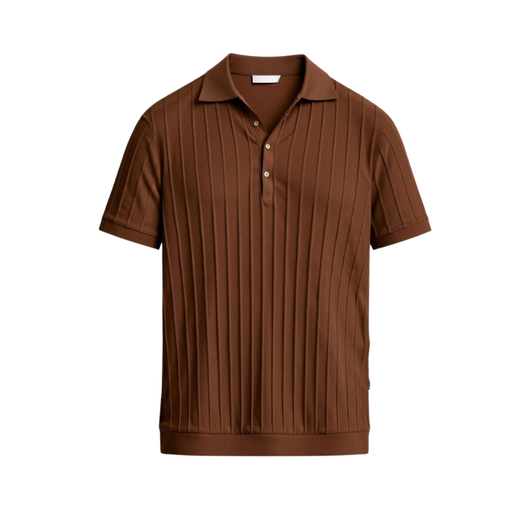 Vertical Striped Cotton Polo Shirt for Casual Wear and Outdoor Activities