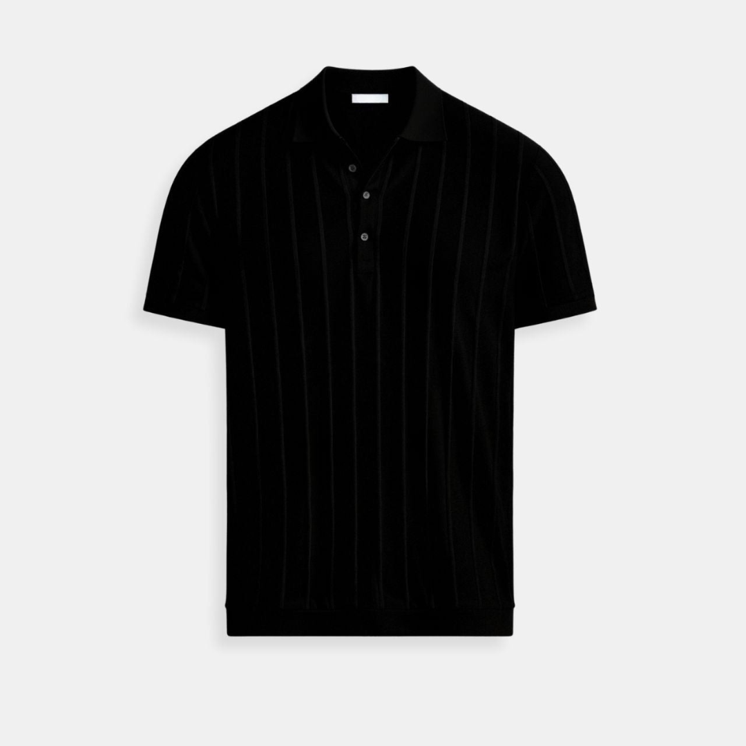 Vertical Striped Cotton Polo Shirt for Casual Wear and Outdoor Activities