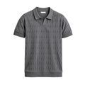 V-Neck Cable Knit Polo Shirt for Men - Premium Cotton Blend Casual Wear