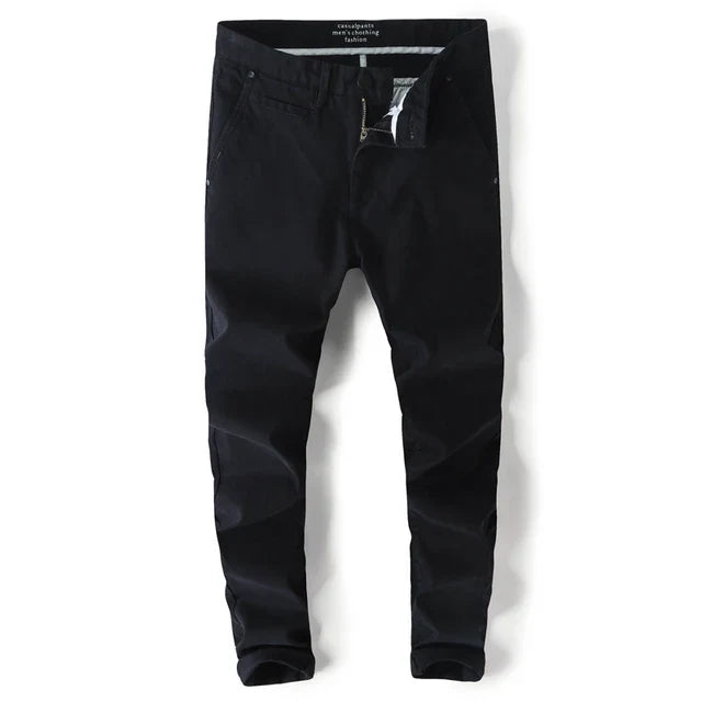 Slim Straight Chino Pants for Men - Comfortable Cotton Casual Trousers