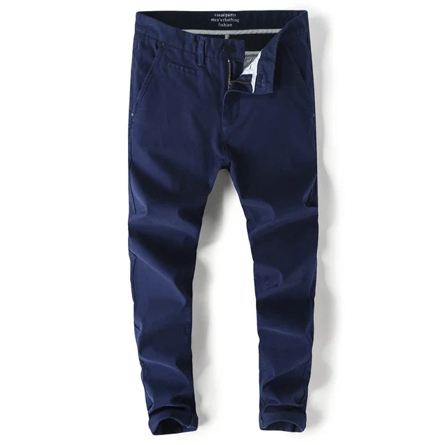 Slim Straight Chino Pants for Men - Comfortable Cotton Casual Trousers