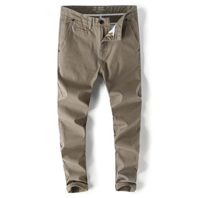 Slim Straight Chino Pants for Men - Comfortable Cotton Casual Trousers