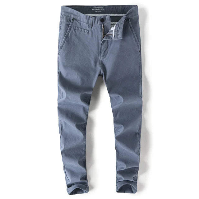 Slim Straight Chino Pants for Men - Comfortable Cotton Casual Trousers