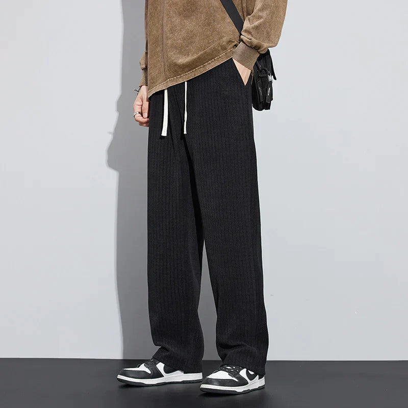 Velvet Wide-Leg Trousers for Women - Elegant Casual Pants in Roman Style