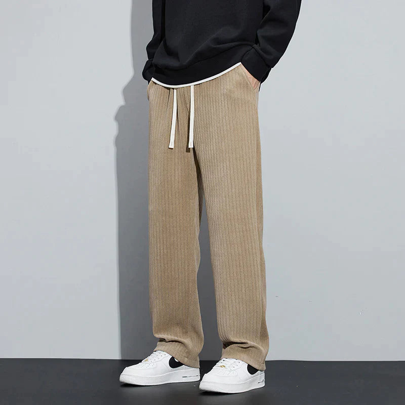 Velvet Wide-Leg Trousers for Women - Elegant Casual Pants in Roman Style