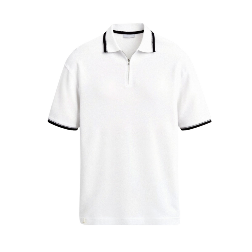 Knitted Quarter Zip Golf Polo Shirt - Comfortable Fabric - Men's Activewear